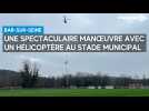 Une incroyable manoeuvre et un hélicoptère pour installer l'éclairage du stade de Bar-sur-Seine
