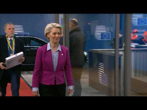 European leaders arrive at summit on Ukraine aid