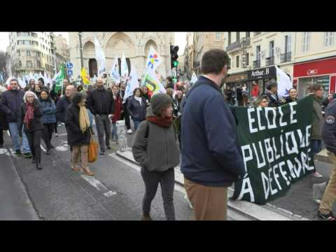 French teachers and students protest for better pay in Marseille
