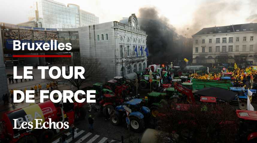 Illustration pour la vidéo Agriculture : 1.000 tracteurs bloquent le quartier européen de Bruxelles