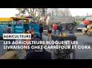 Les agriculteurs bloquent les livraisons chez Carrefour et Cora