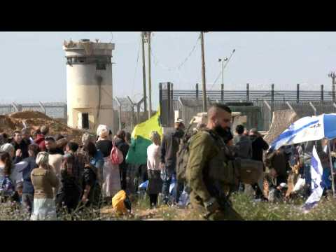 Demonstrators rally to block passage of aid trucks bound for Gaza