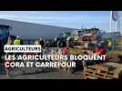 Les agriculteurs bloquent Cora et Carrefour