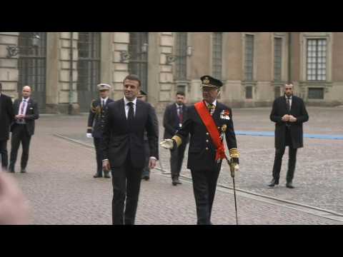 French PM Macron arrives at Swedish royal palace