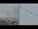 Smoke, aid parachuted over Khan Yunis