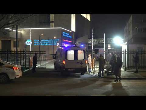 Ambulances arrive at Moscow hospital after deadly concert attack