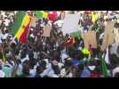 Senegalese supporters of anti-establishment candidate Bassirou Diomaye Faye attend final rally