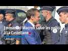 Emmanuel Macron salue les policiers à La Castellane