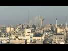 Smoke rises over Khan Yunis following Israeli strike, seen from Rafah