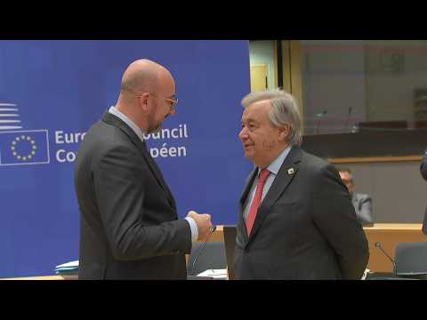 UN chief Guterres attends EU summit in Brussels