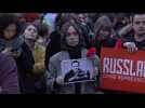 Hundreds gather in front of Russia's embassy in Berlin after Alexei Navalny's death
