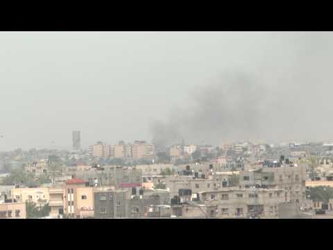 Smoke rises after air strikes on Khan Yunis