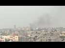 Smoke rises after air strikes on Khan Yunis
