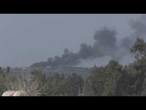 Smoke rises over Rafah, seen from Israel