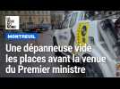 Une dépanneuse vide les places avant la venue du Premier ministre à Montreuil-sur-Mer