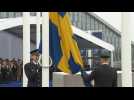 Le drapeau de la Suède hissé au siège de l'Otan