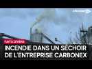 Le feu dans un séchoir de l'entreprise Carbonex à Gyé-sur-Seine