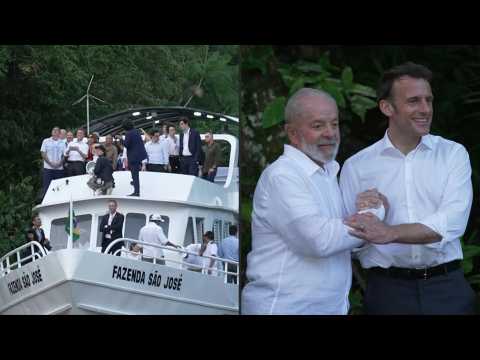 Presidents Macron and Lula arrive on Brazilian island of Combu