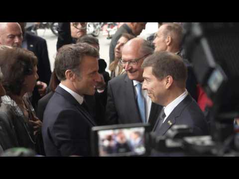 Emmanuel Macron arrives at Franco-Brazilian economic forum in Sao Paulo