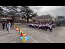 Cérémonie d'ouverture d'une semaine dédiée aux Jeux Olympiques dans une école à Bagnols-sur-Cèze