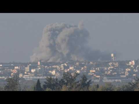 Smoke rises after an explosion in the southern Gaza Strip