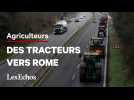 Des agriculteurs italiens en route vers Rome