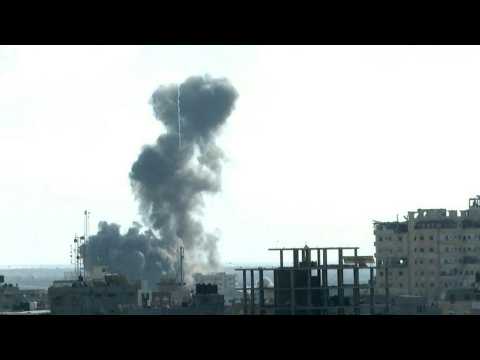 Clouds of smoke rise from Rafah following air strikes