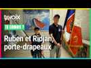 Ruben et Ridjan, 10 et 15 ans, sont membres de la toute nouvelle académie des porte-drapeaux d'Arras