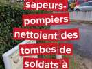 Les jeunes sapeurs-pompiers d'Abbeville nettoient des tombes de soldats morts pour la France