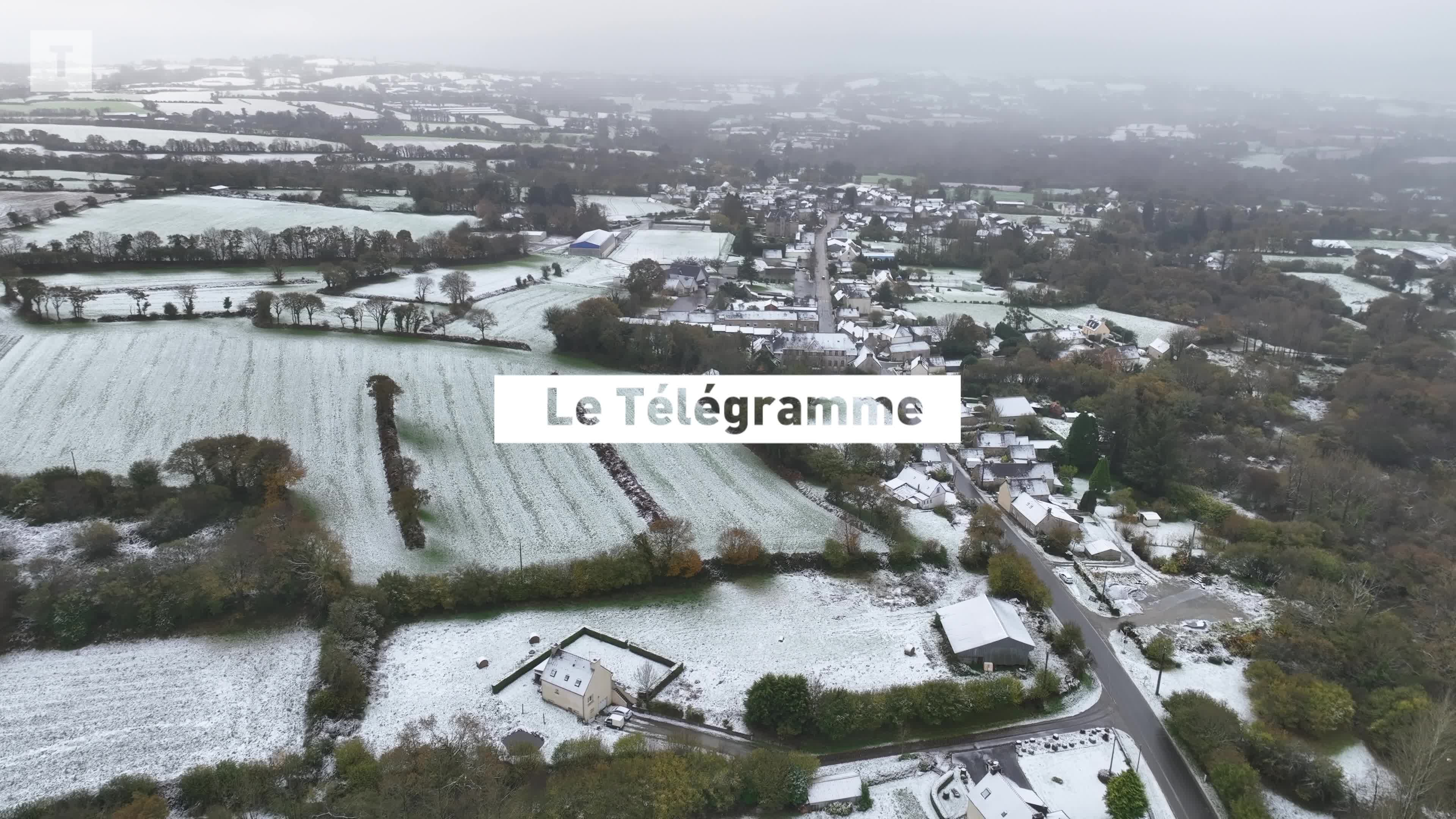 Neige dans les Côtes-d'Armor : Callac, Plougonver... Le manteau blanc vu du ciel [Vidéo]