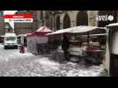 VIDÉO. La neige s'invite au marché d'Alençon