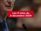 VIDEO. Les 3 infos du 5 décembre 2024