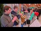 De jeunes trompettistes de l'école de musique ont fait leur spectacle au marché de Noël de Guise