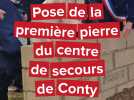 Pose de la première pierre du centre de secours de Conty