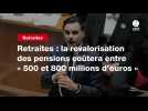 VIDEO. Retraites : la revalorisation des pensions coûtera entre « 500 et 800 millions d'euros 