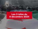 VIDEO. Les 3 infos du 9 décembre 2024