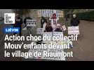 Action choc du collectif Mouv'enfants devant le village de Riaumont à Liévin