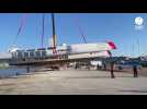 VIDÉO. « C'est un événement ! » : un trimaran mis au sec au port du Corniguel à Quimper