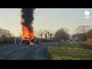 VIDÉO. Brûlé dans l'explosion d'un véhicule en Mayenne, un homme de 25 ans transporté à l'hôpital