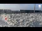 VIDEO. Tempête d'écume dans ce port du Finistère