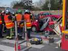 Désincarcération d'une automobiliste après un carambolage à Dechy