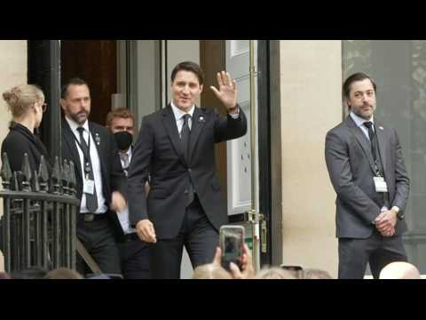 Justin Trudeau leaves the Canadian embassy in London