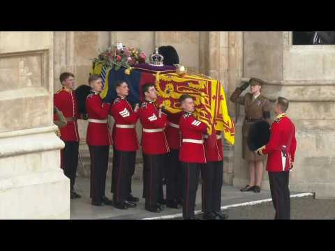 Queen Elizabeth II's coffin leaves Westminster Abbey after funeral