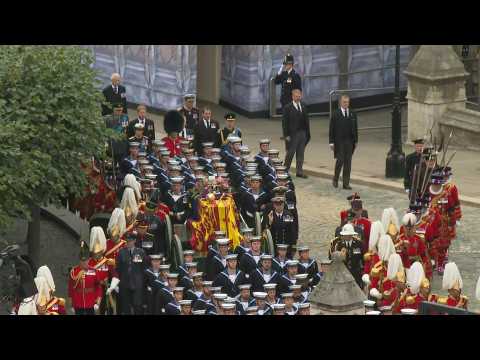 Queen Elizabeth II's coffin borne out of Westminster for her funeral