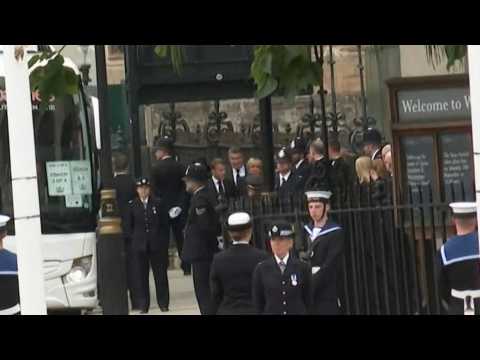 French President Macron arrives at Westminster Abbey for Queen Elizabeth's funeral