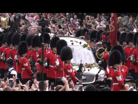 Queen Elizabeth II's cortege arrives at Windsor Castle