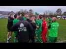 Die Union Kelmis bejubelt den Derbysieg beim RFC Raeren-Eynatten