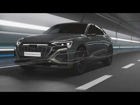 Audi Q8 Sportback e-tron Aerodynamics - wheel spoilers and underbody Animation