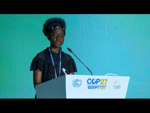 Ugandan youth climate activist Leah Namugerwa takes to stage at COP27