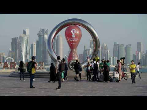 Timelapse of Qatar World Cup countdown clock in Doha